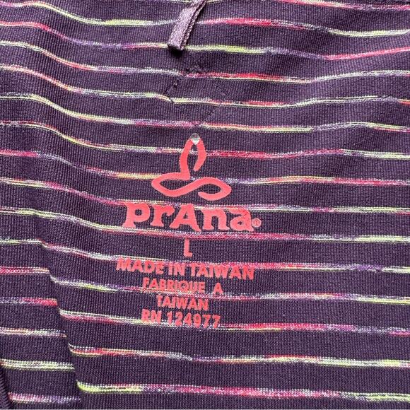 Prana Alicia Scramble Purple Multi Striped Mock Neck Long Sleeve Dress Sz L - Picture 6 of 10